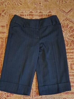 Worthington Navy Pinstripe Capris with Cuffed Hem